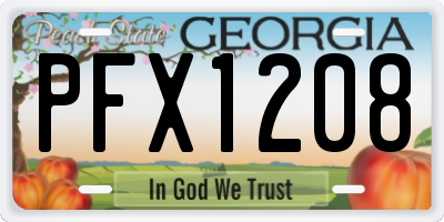 GA license plate PFX1208