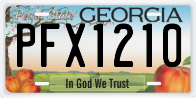 GA license plate PFX1210