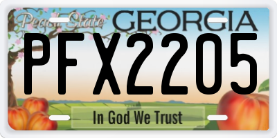 GA license plate PFX2205