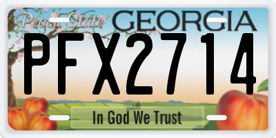 GA license plate PFX2714