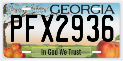 GA license plate PFX2936