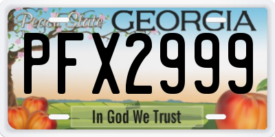 GA license plate PFX2999