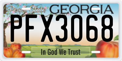 GA license plate PFX3068