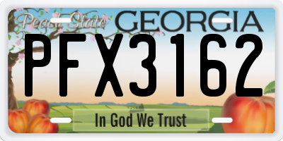 GA license plate PFX3162