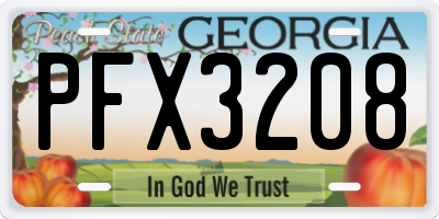 GA license plate PFX3208
