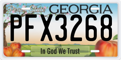 GA license plate PFX3268