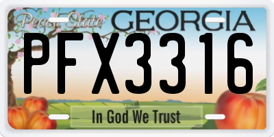 GA license plate PFX3316