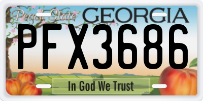 GA license plate PFX3686