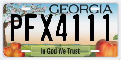 GA license plate PFX4111