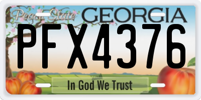 GA license plate PFX4376