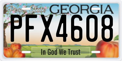 GA license plate PFX4608