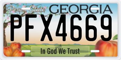 GA license plate PFX4669