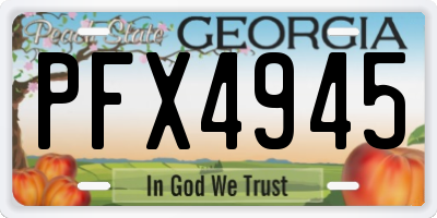 GA license plate PFX4945
