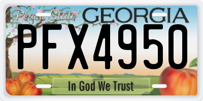 GA license plate PFX4950