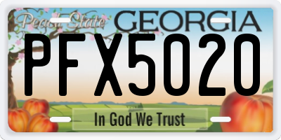 GA license plate PFX5020