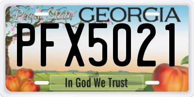 GA license plate PFX5021