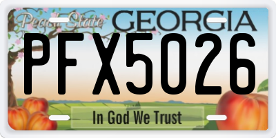 GA license plate PFX5026