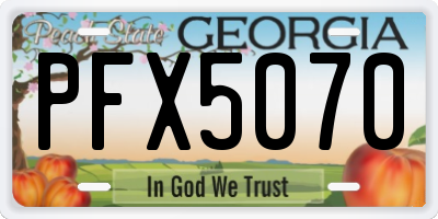 GA license plate PFX5070