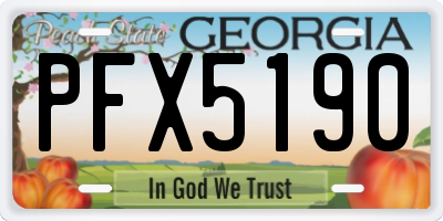 GA license plate PFX5190