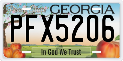 GA license plate PFX5206