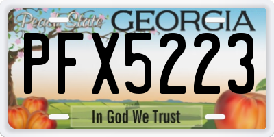 GA license plate PFX5223