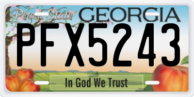 GA license plate PFX5243