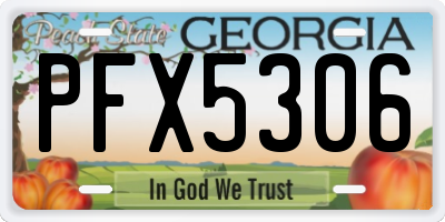 GA license plate PFX5306