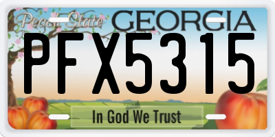 GA license plate PFX5315