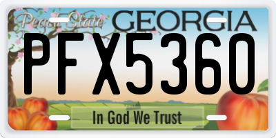 GA license plate PFX5360