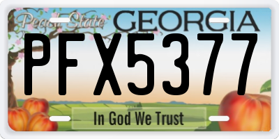 GA license plate PFX5377