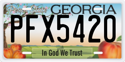 GA license plate PFX5420