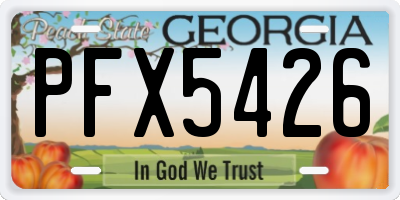 GA license plate PFX5426