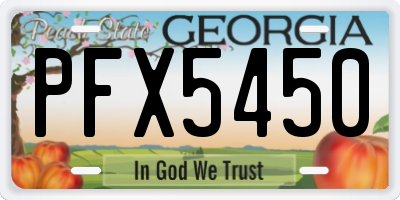 GA license plate PFX5450
