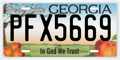 GA license plate PFX5669