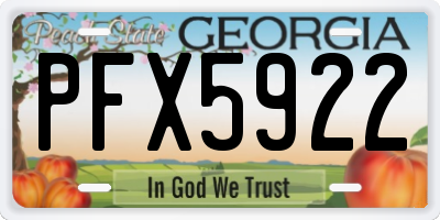 GA license plate PFX5922