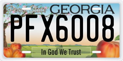 GA license plate PFX6008