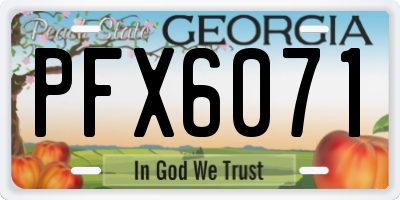 GA license plate PFX6071