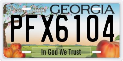 GA license plate PFX6104