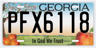 GA license plate PFX6118