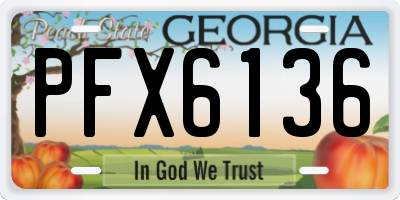 GA license plate PFX6136