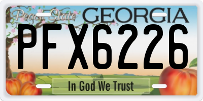 GA license plate PFX6226