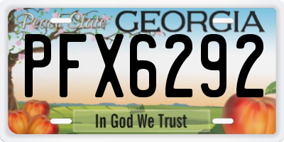 GA license plate PFX6292
