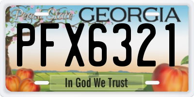 GA license plate PFX6321