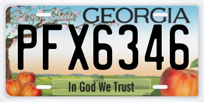 GA license plate PFX6346