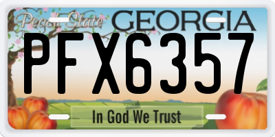 GA license plate PFX6357