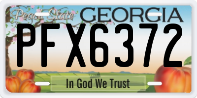 GA license plate PFX6372