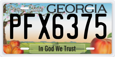 GA license plate PFX6375