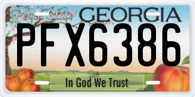 GA license plate PFX6386