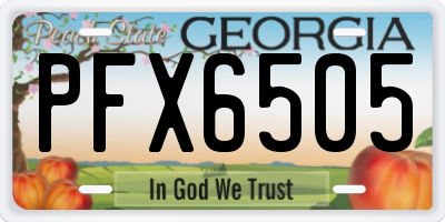 GA license plate PFX6505
