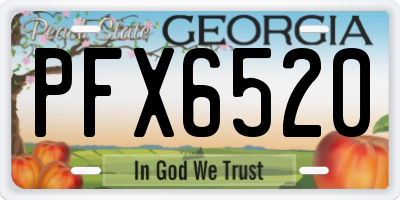 GA license plate PFX6520